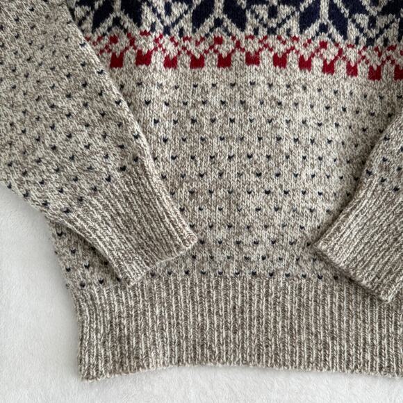 Vintage Lands End Sweater Men Small Fair Isle Wool Knit Nordic Ski Fisherman - Picture 3 of 8